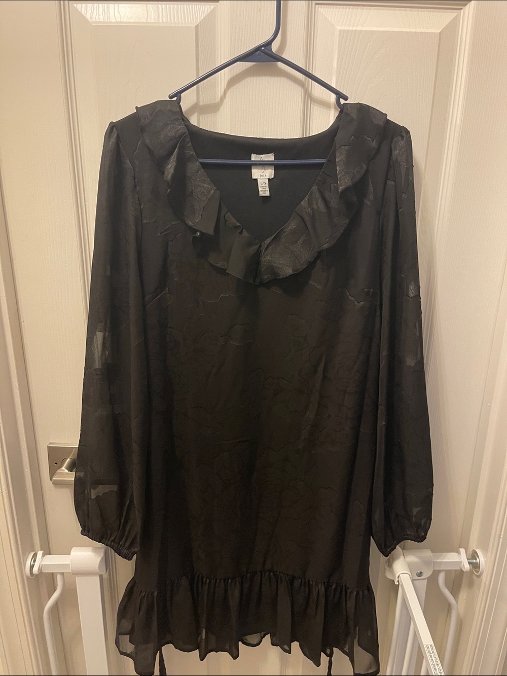 Joie Black Sheer Ruffled Dress